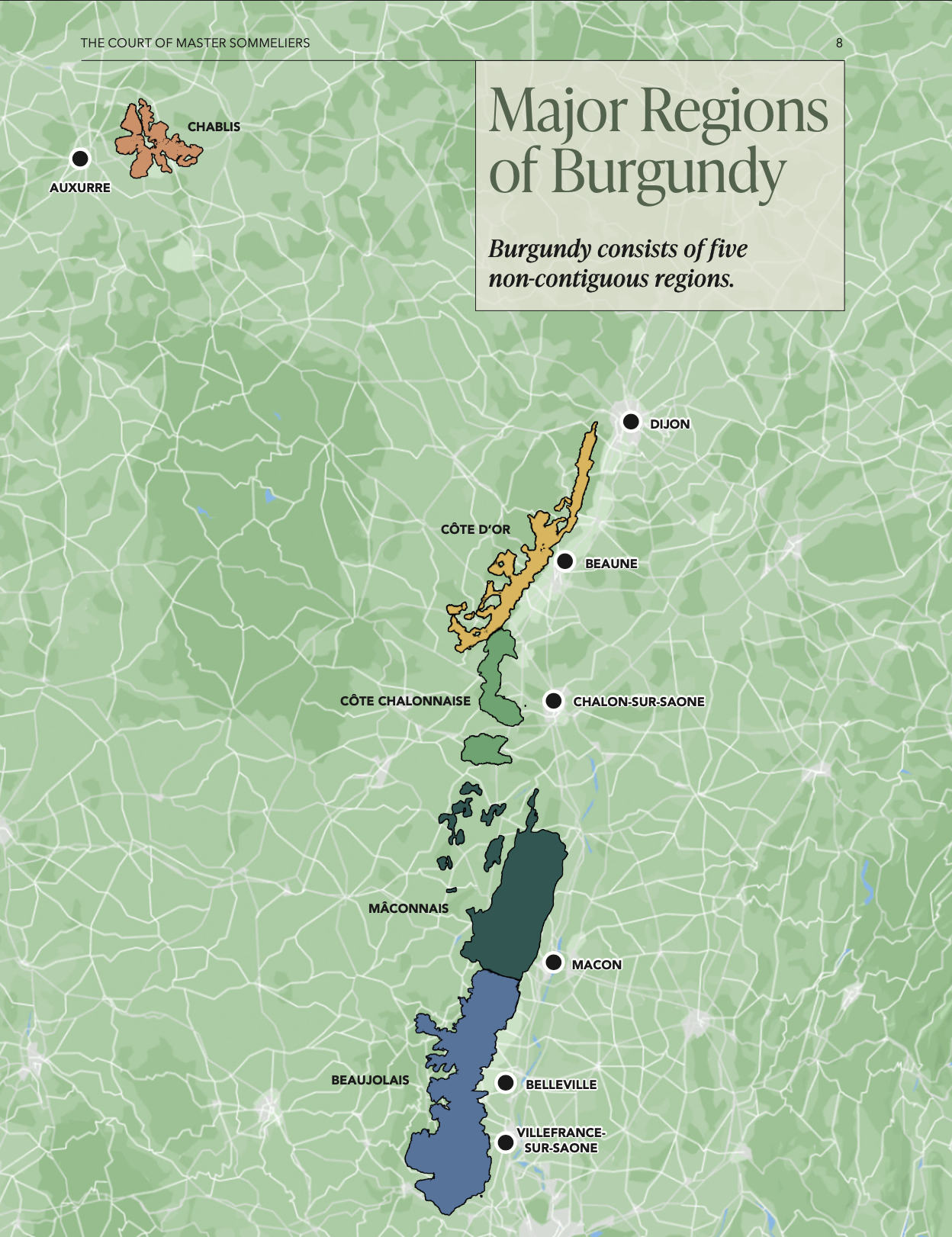 Burgundy major regions map