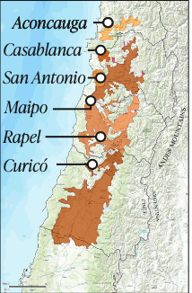 Chile subregions map