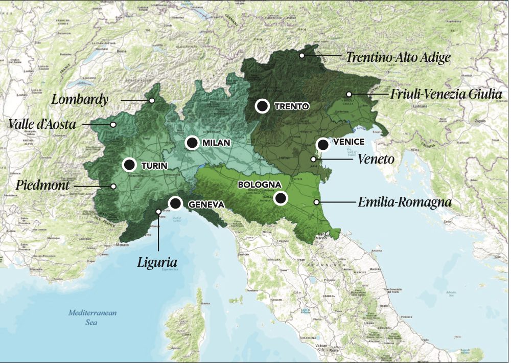 Northern Italy map