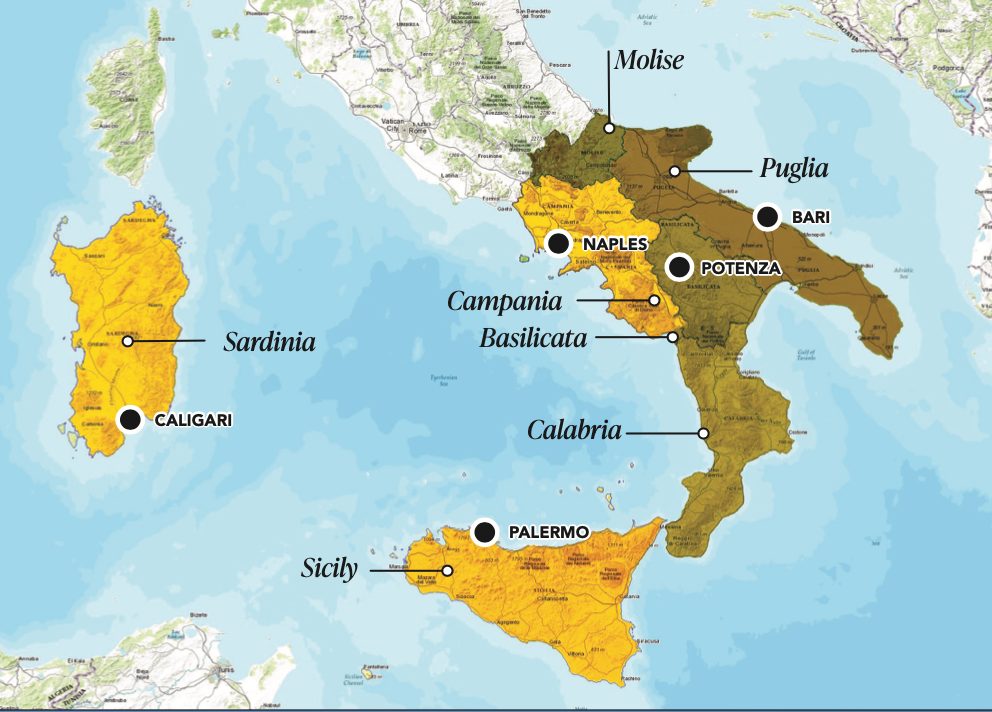 Southern Italy map