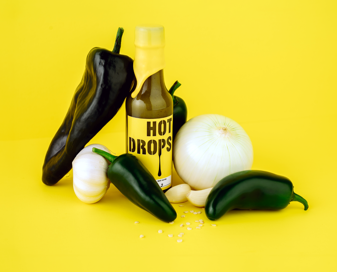 Jala Pasilla ingredients on yellow