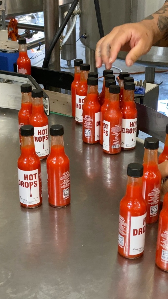 Fres-Yes bottles on the filling line