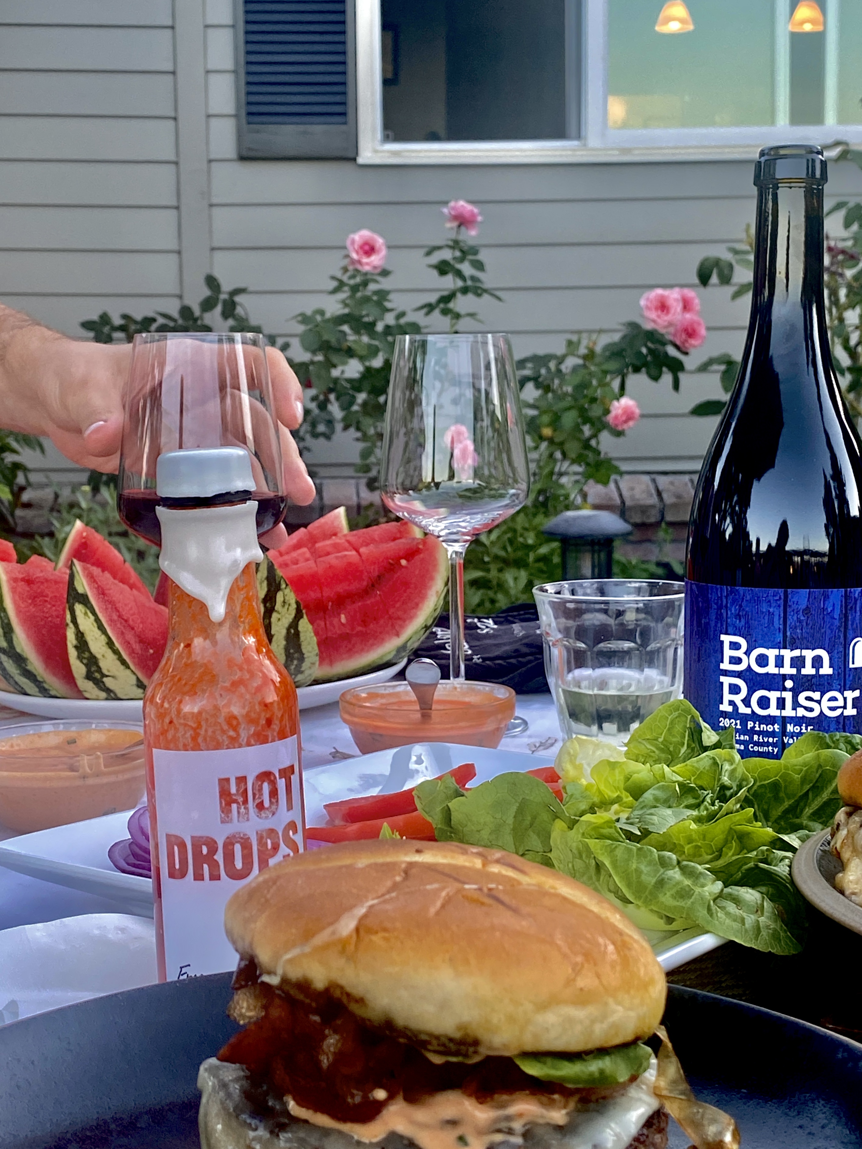 Hot Drops at a summer dinner table