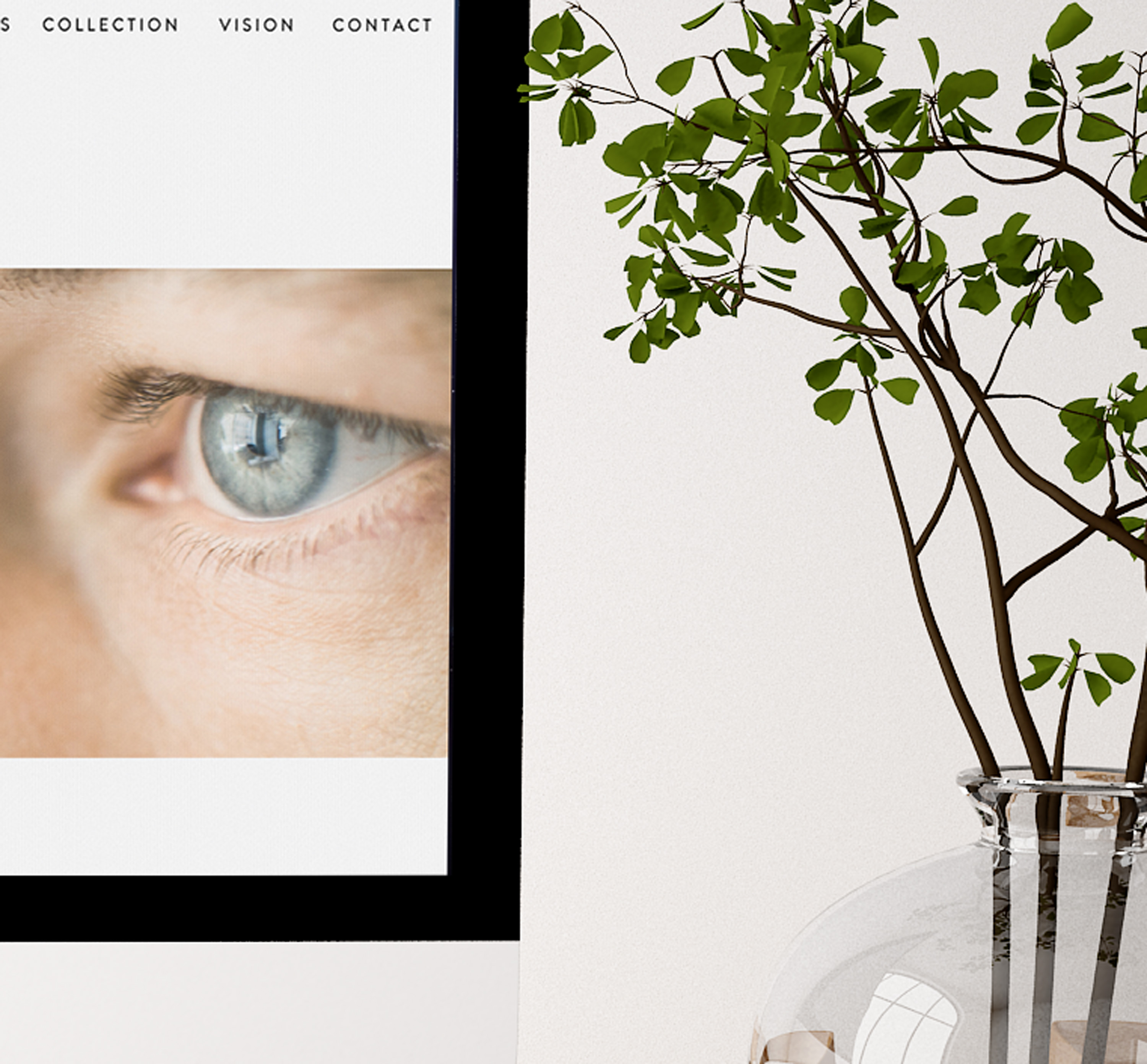 Website detail beside a plant