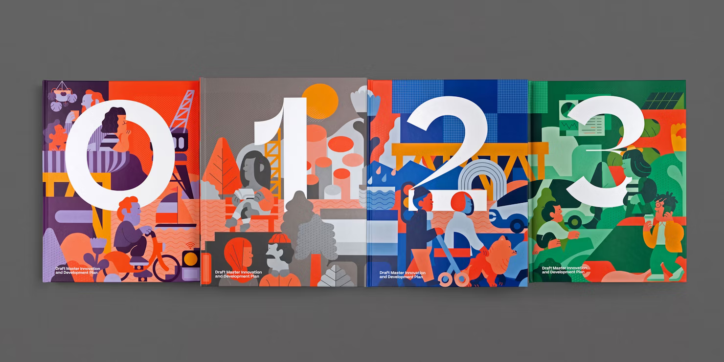 The four volume covers, numbered 0 through 3