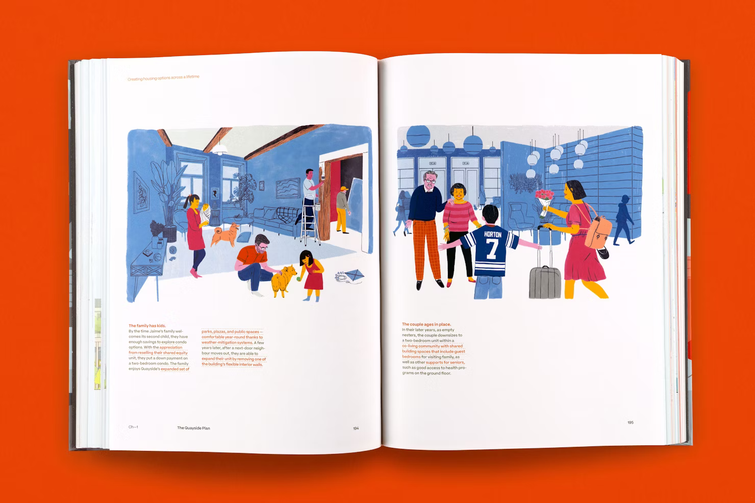 Housing options across a lifetime, illustrated spread